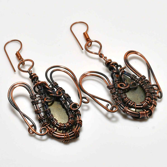 Terra Ember – Oxidized Copper Stone Earrings