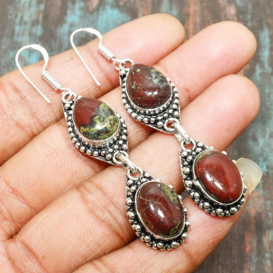 Aurora’s Harmony – Unakite Sterling Silver Earrings