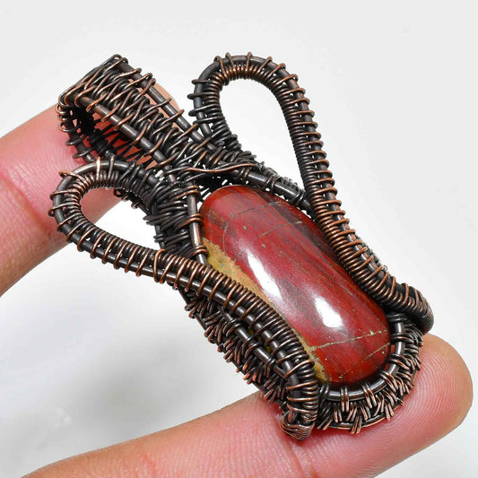 Earth’s Ember – Red Jasper Copper Pendant