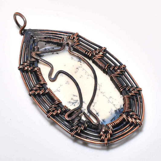 Gaia’s Embrace – Copper Wire-Wrapped Stone Pendant