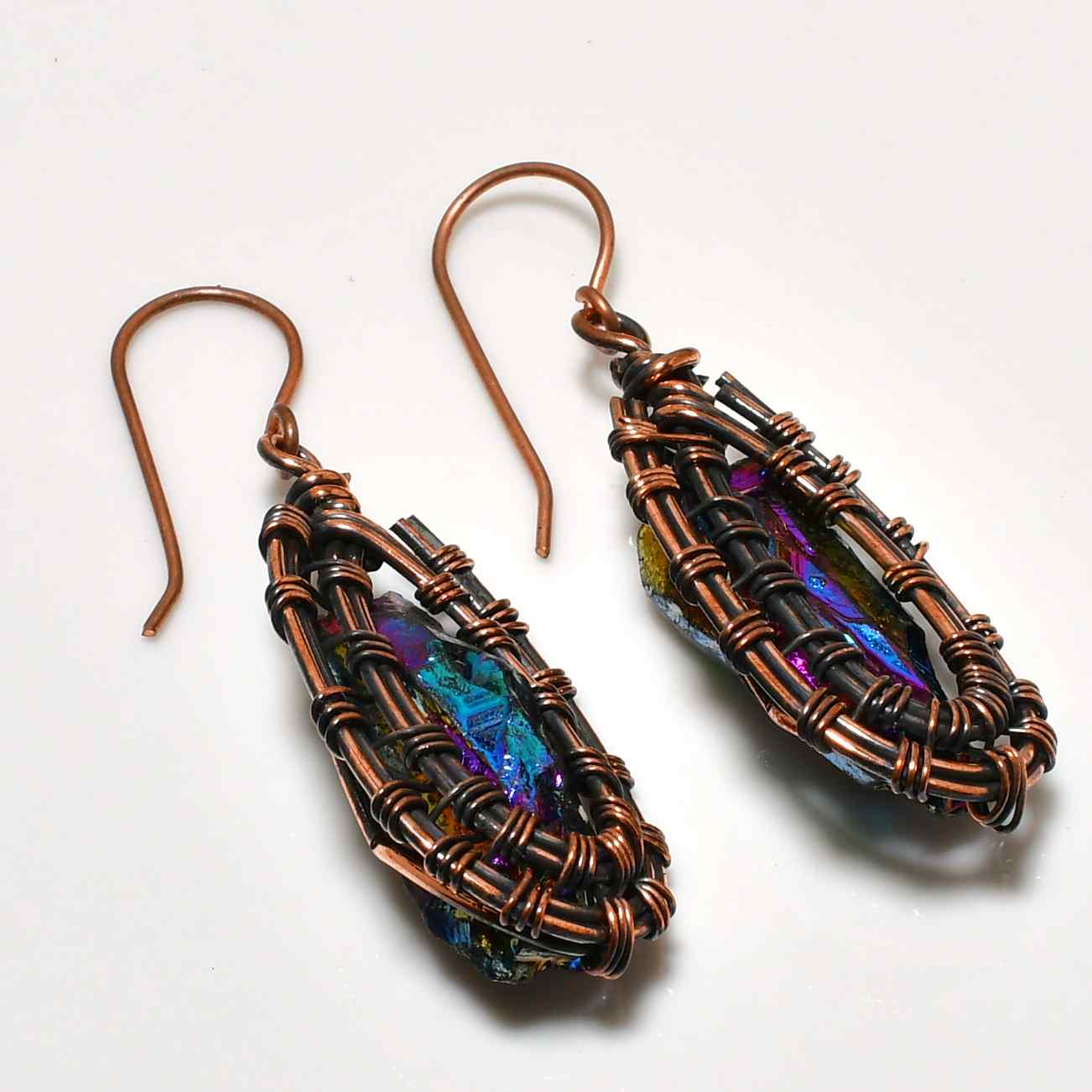 Gaia’s Harmony – Amethyst Copper Earrings