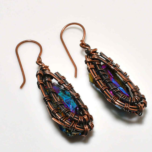 Gaia’s Harmony – Amethyst Copper Earrings
