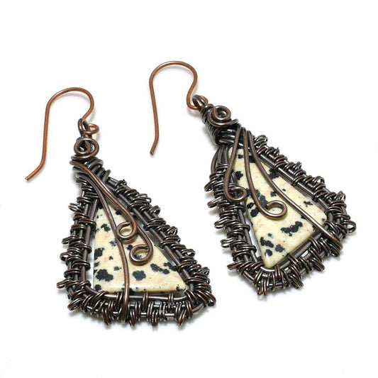 Playful Spots – Dalmatian Jasper & Copper Earrings