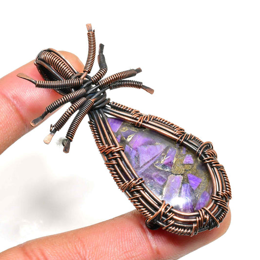 Arachne’s Embrace – Amethyst Copper Pendant