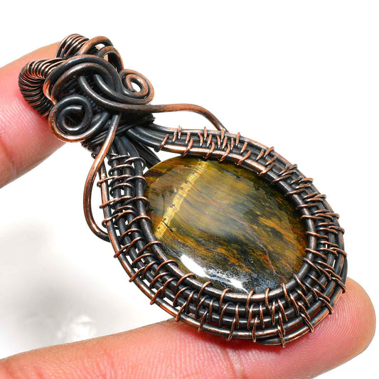 Grounded Glow – Tiger’s Eye Copper Pendant