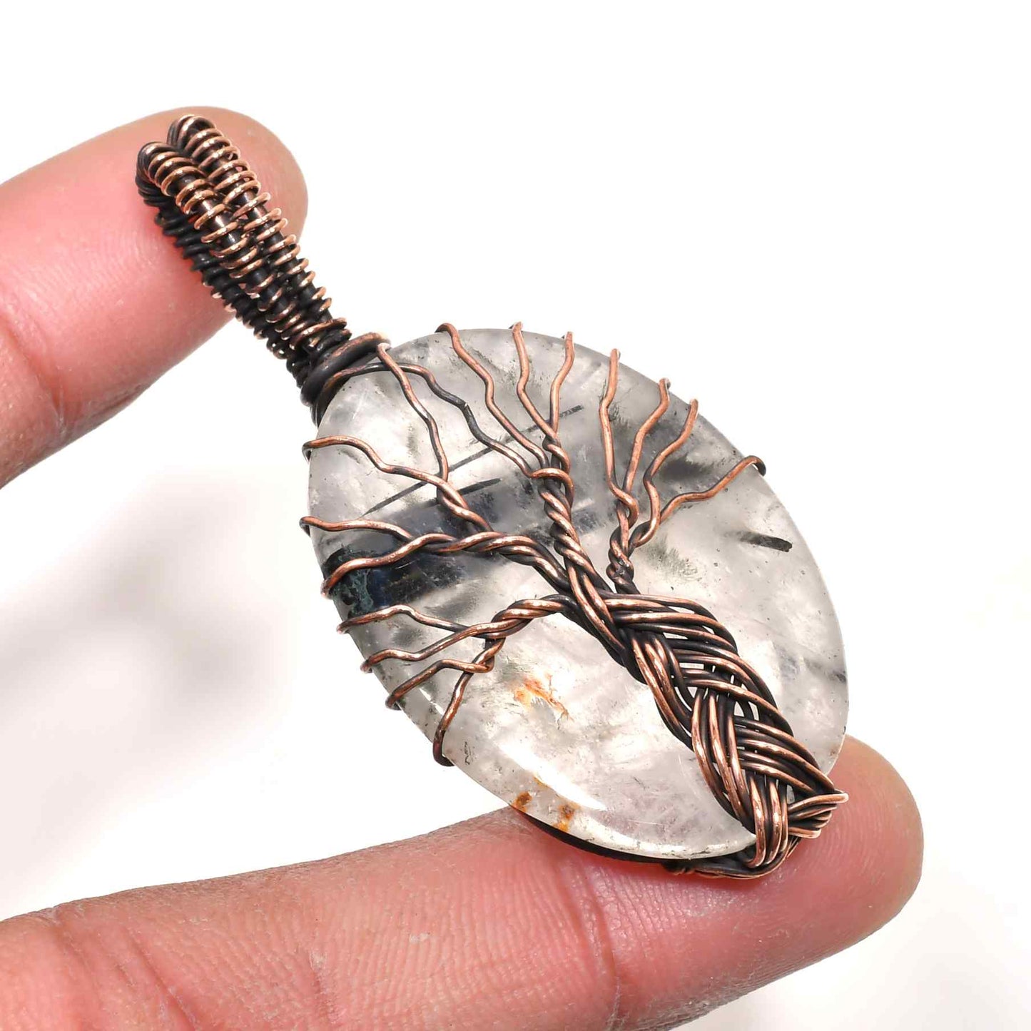 Nature’s Harmony – Quartz & Copper Tree of Life Pendant