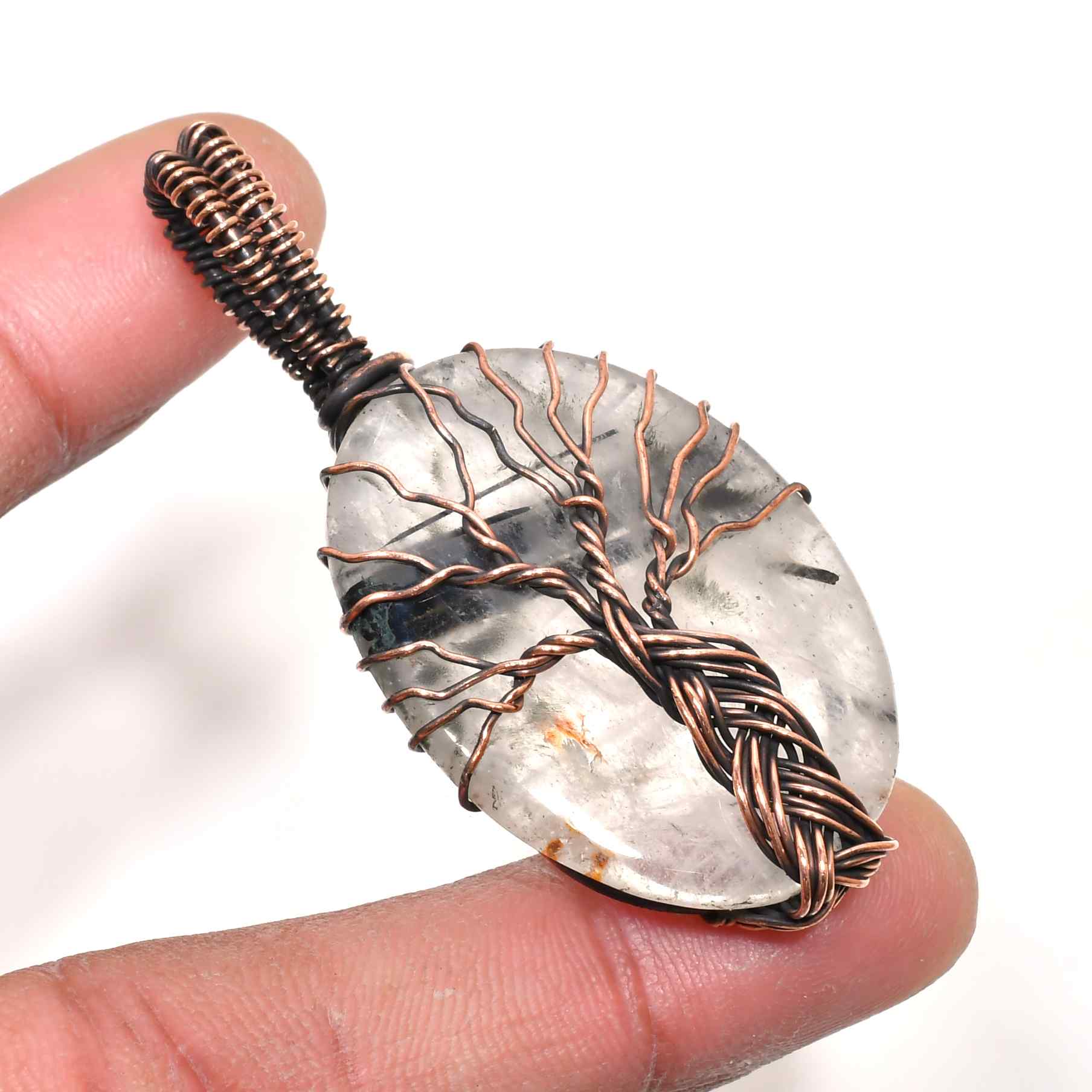 Nature’s Harmony – Quartz & Copper Tree of Life Pendant