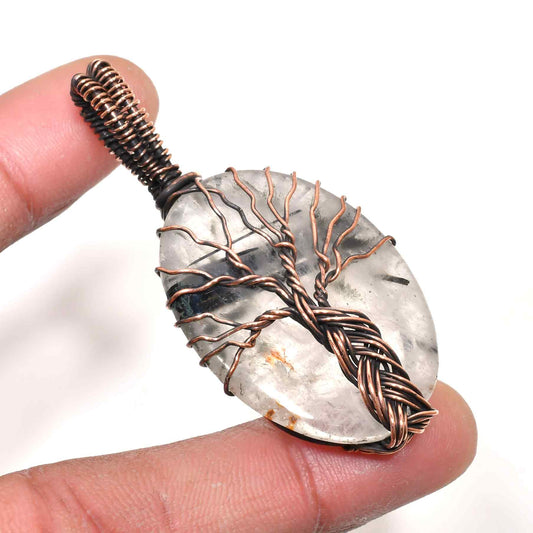 Nature’s Harmony – Quartz & Copper Tree of Life Pendant