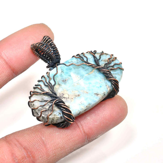 Sierra’s Embrace – Larimar Copper Pendant