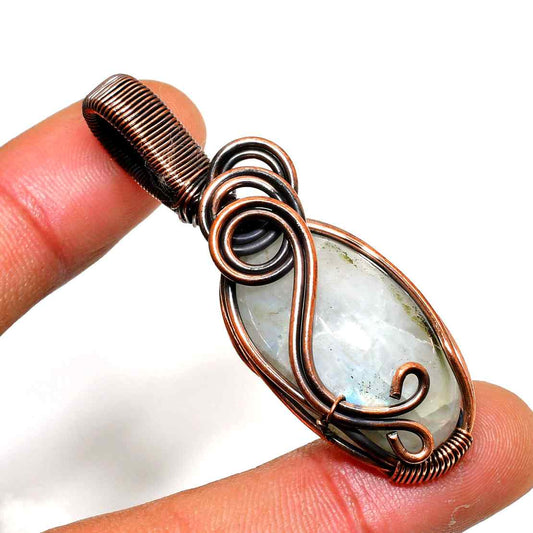 Serenity’s Embrace – Moonstone & Oxidized Copper Pendant