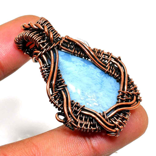 Ocean’s Embrace – Larimar Copper Pendant