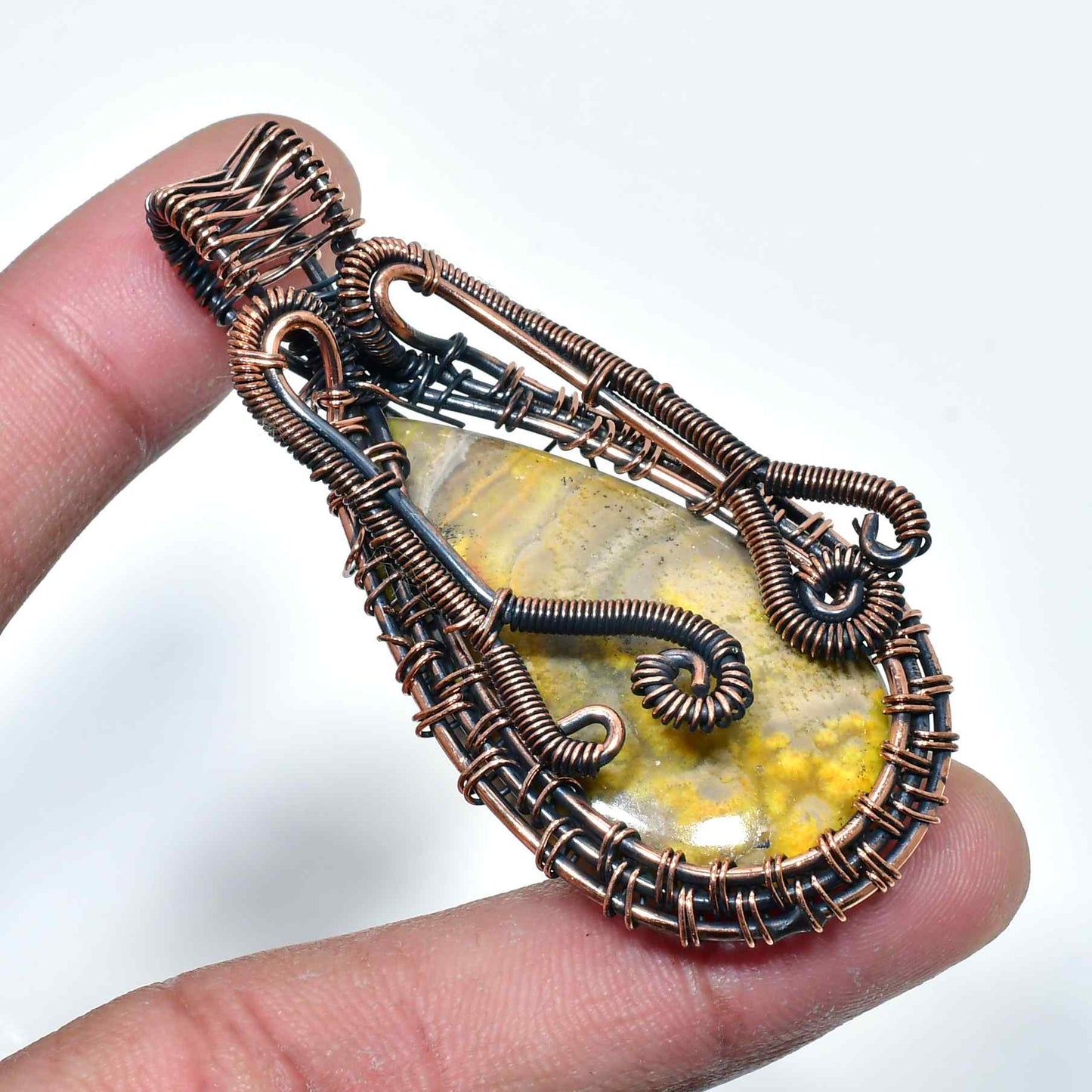 Gaia’s Whisper – Oxidized Copper Natural Stone Pendant