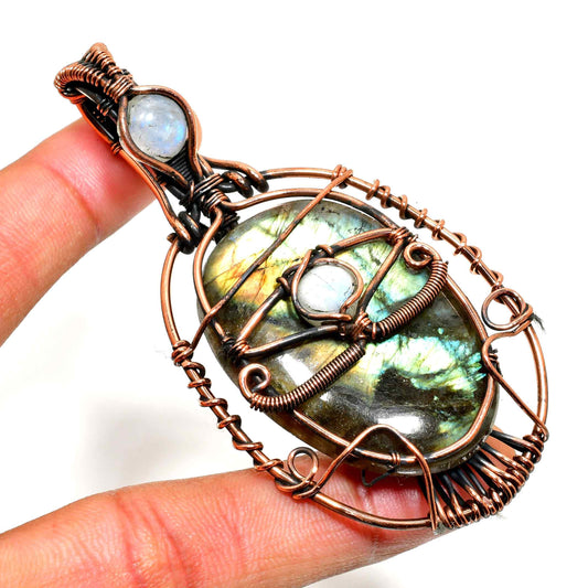 Ember’s Light – Labradorite Copper Pendant