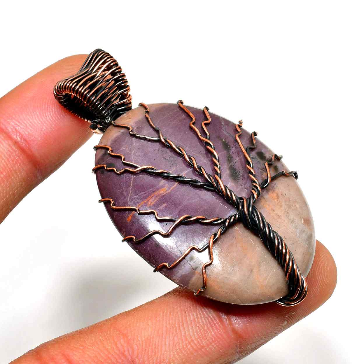 Ezra’s Veil – Mystic Amethyst Copper Pendant
