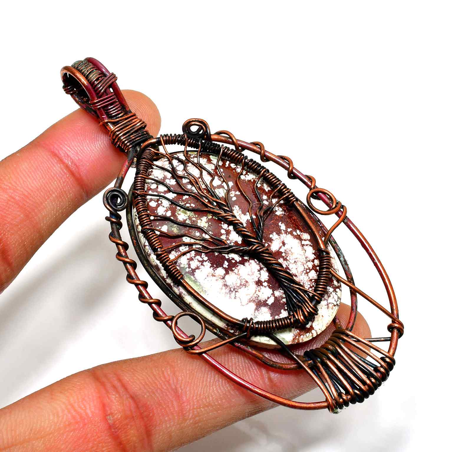 Gaia’s Roots – Jasper Copper Tree Pendant