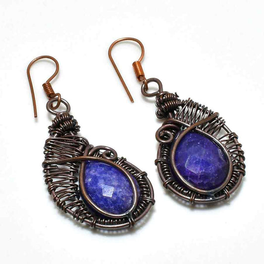 Selene’s Halo – Amethyst & Copper Earrings