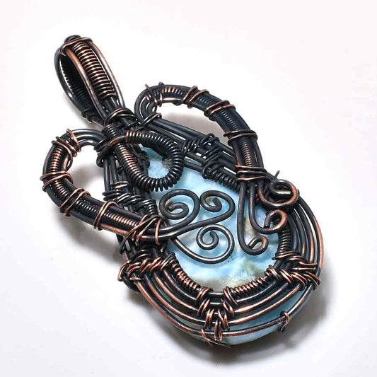 Ocean’s Embrace – Blue Agate & Antique Silver Pendant