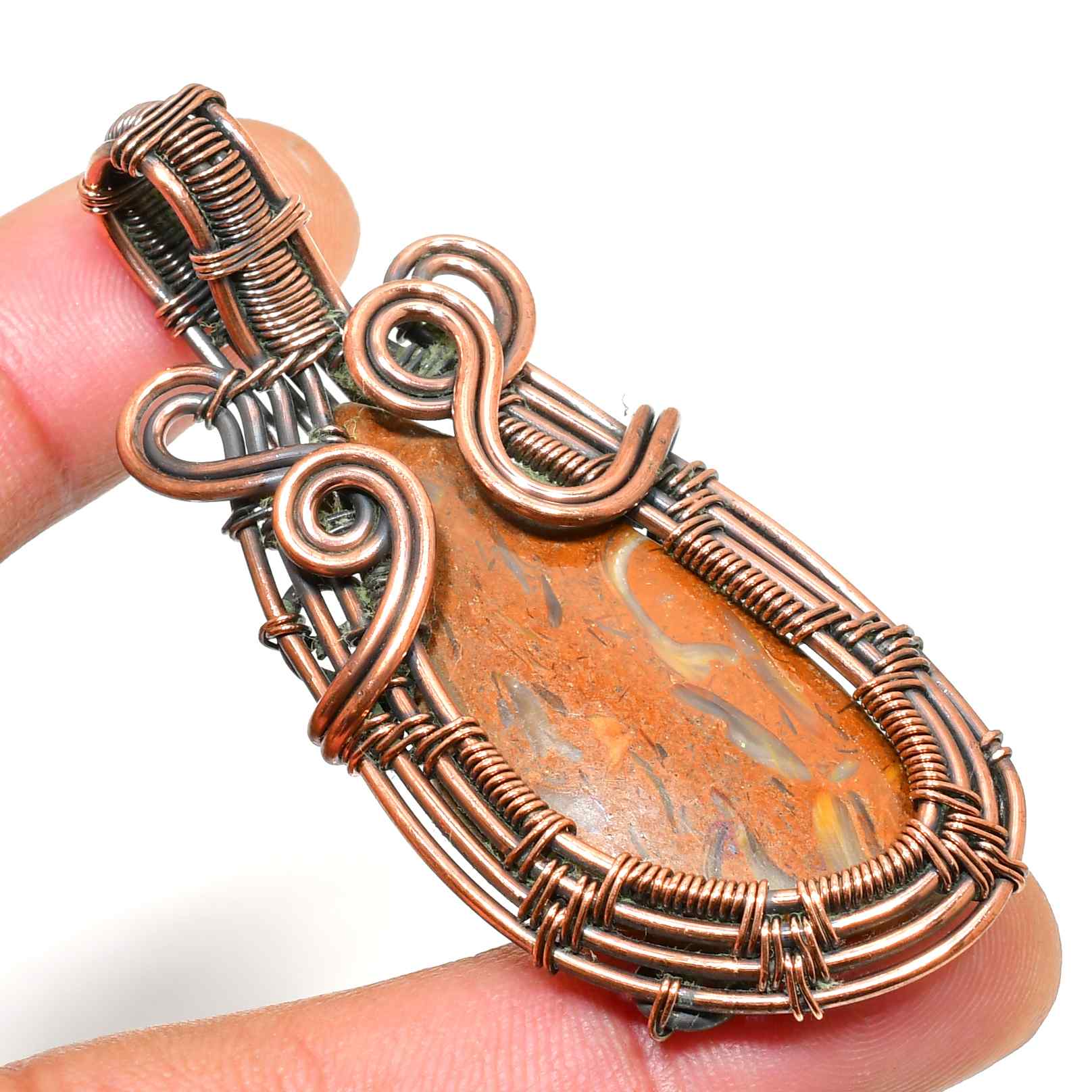 Gaia’s Embrace – Copper-Wrapped Stone Pendant