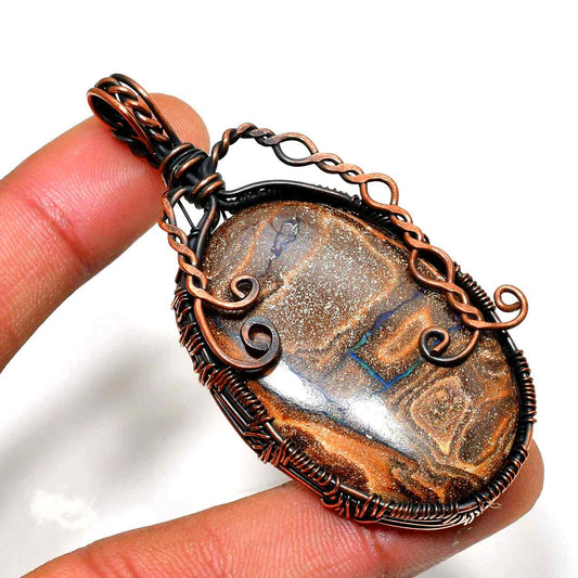 Earth’s Embrace – Oxidized Copper Earthstone Pendant