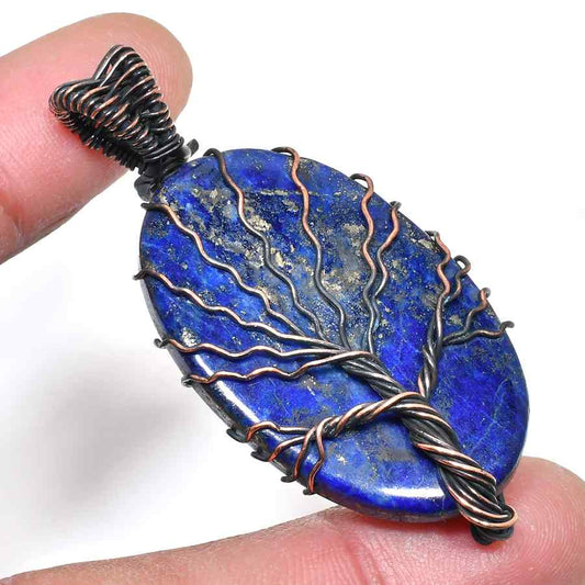 Selene’s Harmony – Lapis Lazuli & Copper Tree Pendant