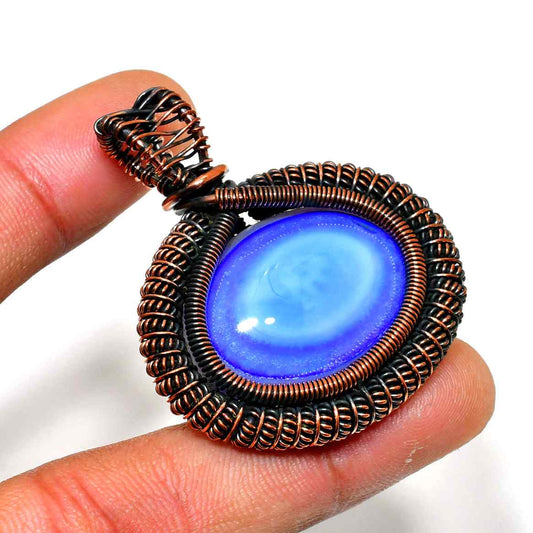 Azure Serenity – Blue Agate & Copper Pendant
