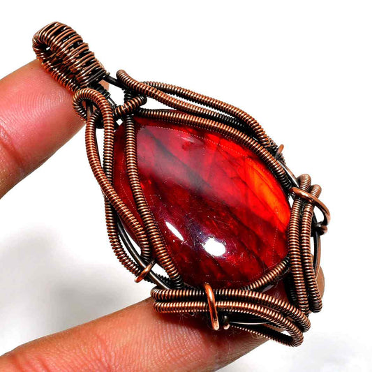 Ember’s Embrace – Red Jasper Copper Pendant