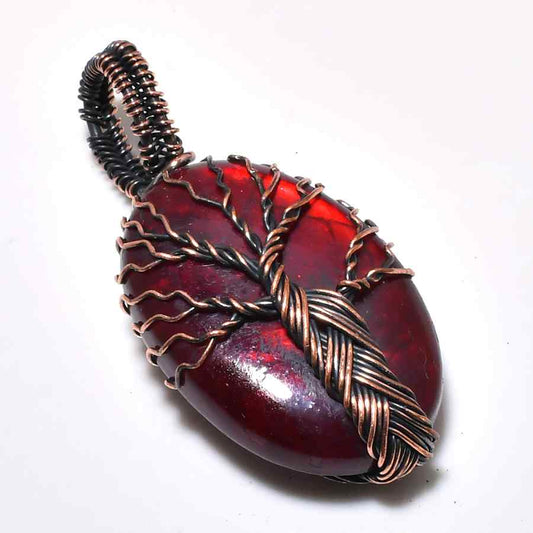Ember’s Essence – Red Stone Tree of Life Pendant