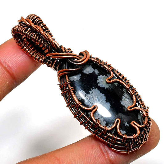 Sylvan Night – Black Moss Agate Copper Pendant