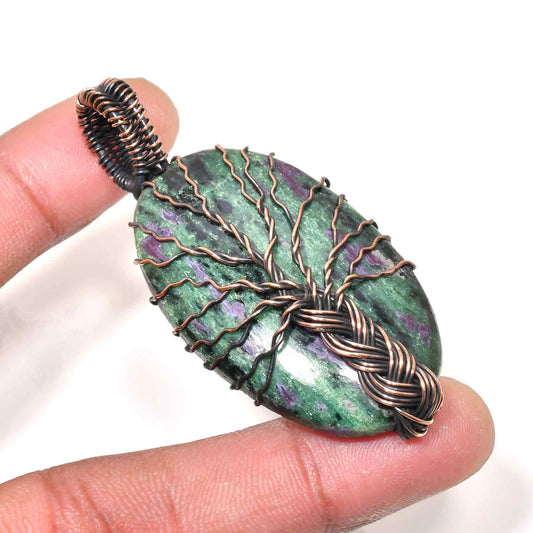 Azure Arbor – Copper-Wrapped Azurite Pendant