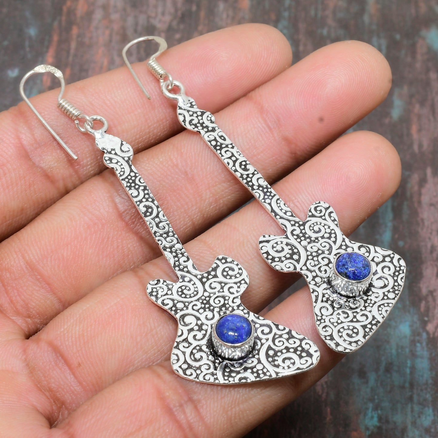 Rhythmic Blues – Lapis Lazuli Guitar Earrings