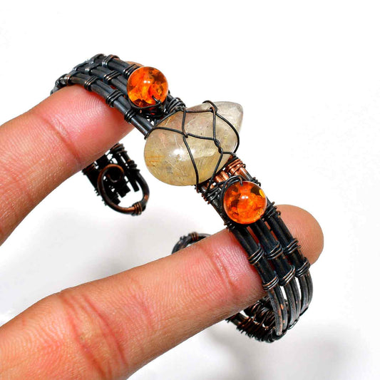 Elysian Radiance – Copper-Wrapped Crystal Bracelet