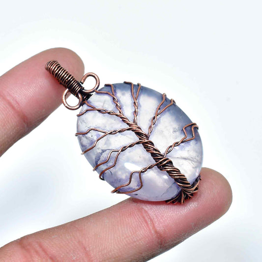 Celestial Arbor – Clear Quartz Copper Pendant