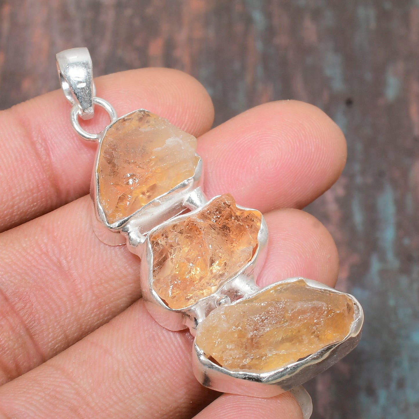 Sunlit Prosperity – Raw Citrine & Sterling Silver Pendant