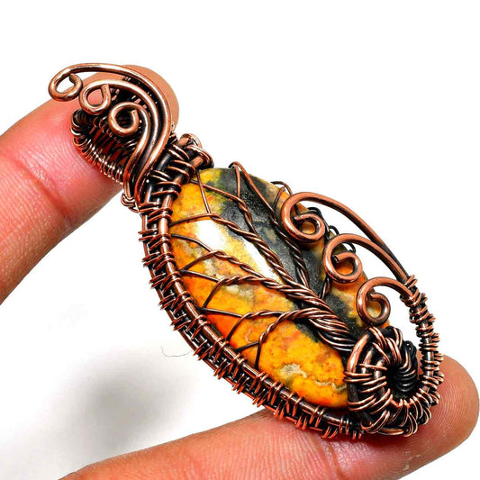 Gaia’s Embrace – Jasper Leaf & Copper Pendant
