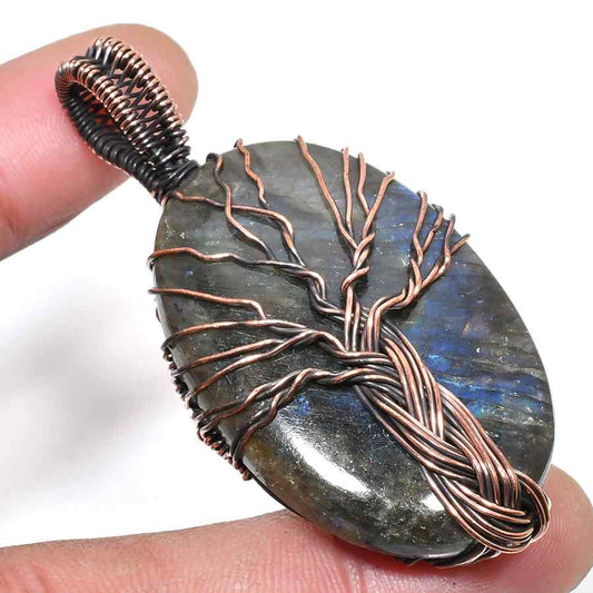 Ember’s Essence – Labradorite Copper Pendant