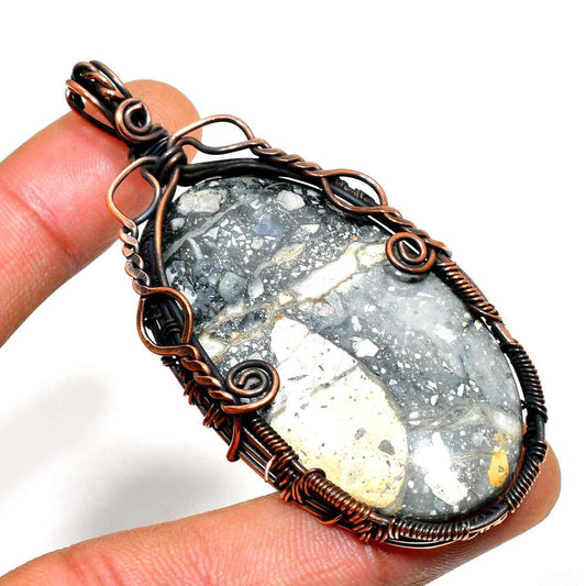 Aria’s Balance – Marbled Stone & Copper Pendant