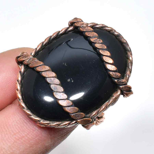 Gaia’s Aegis – Obsidian Copper Ring