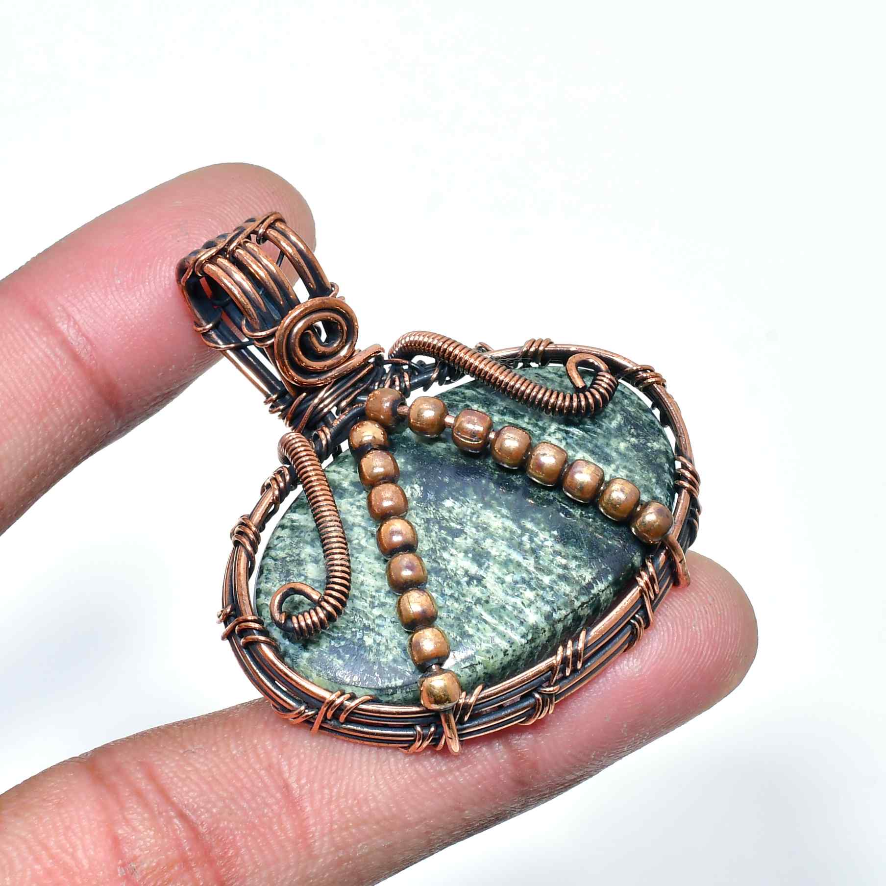 Serene Haven – Copper-Wrapped Natural Stone Pendant