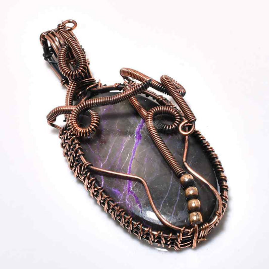 Ezra’s Veil – Handwrapped Amethyst Copper Pendant