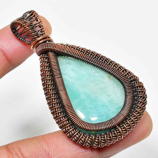Ocean’s Whisper – Amazonite Copper Pendant
