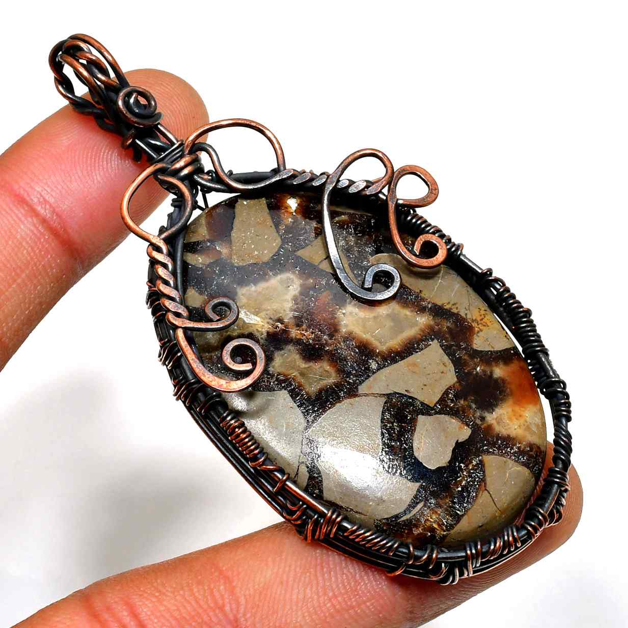 Rustic Harmony – Jasper & Copper Pendant