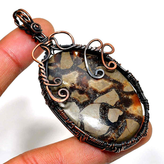 Rustic Harmony – Jasper & Copper Pendant