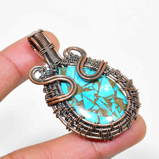 Earth’s Whisper – Turquoise & Copper Wire Pendant