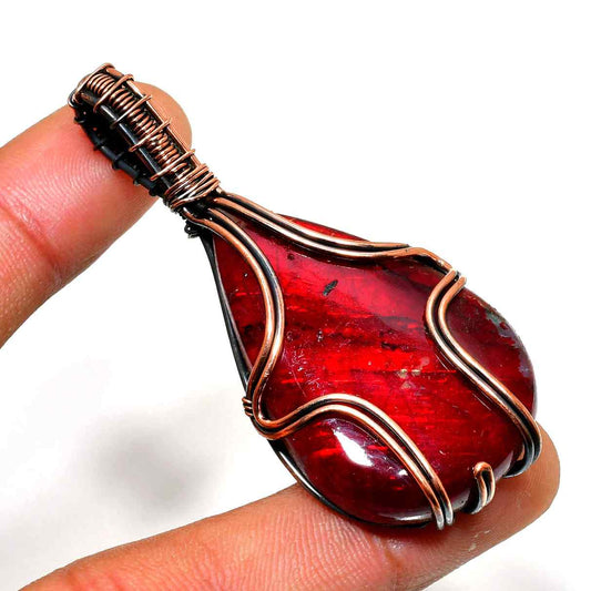 Ember Radiance – Red Jasper Copper Pendant