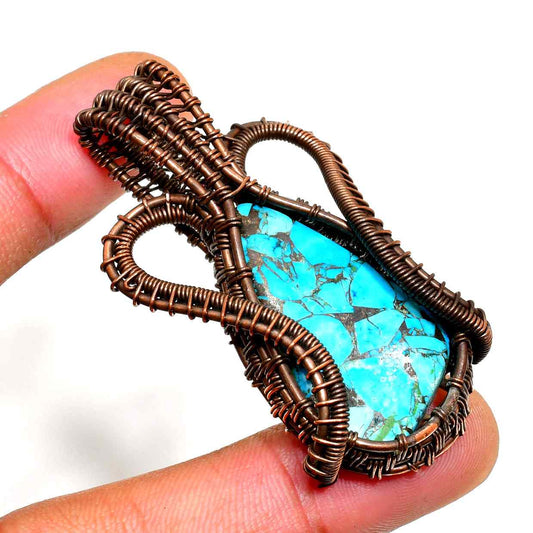 Ember’s Embrace – Turquoise Copper Pendant