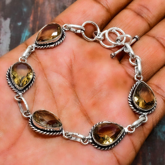 Sunlit Glow – Lemon Quartz Sterling Silver Bracelet