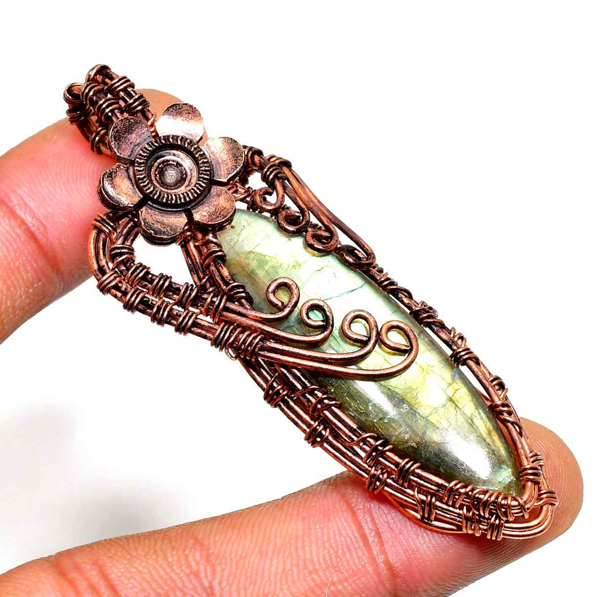 Astra’s Shield – Labradorite Copper Pendant