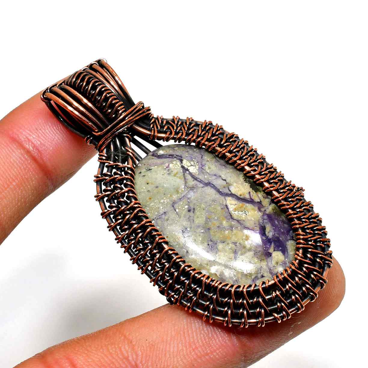 Gaia’s Anchor – Oxidized Copper & Natural Stone Pendant