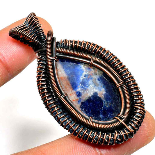 Ember’s Heart – Lapis Lazuli & Dark Copper Pendant