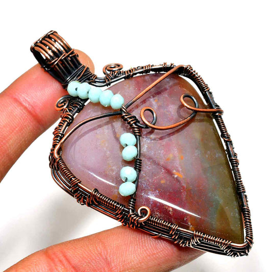 Gaia’s Embrace – Agate & Copper Pendant